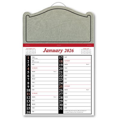 Shaped Headboard Memo Calendar - Red and Black