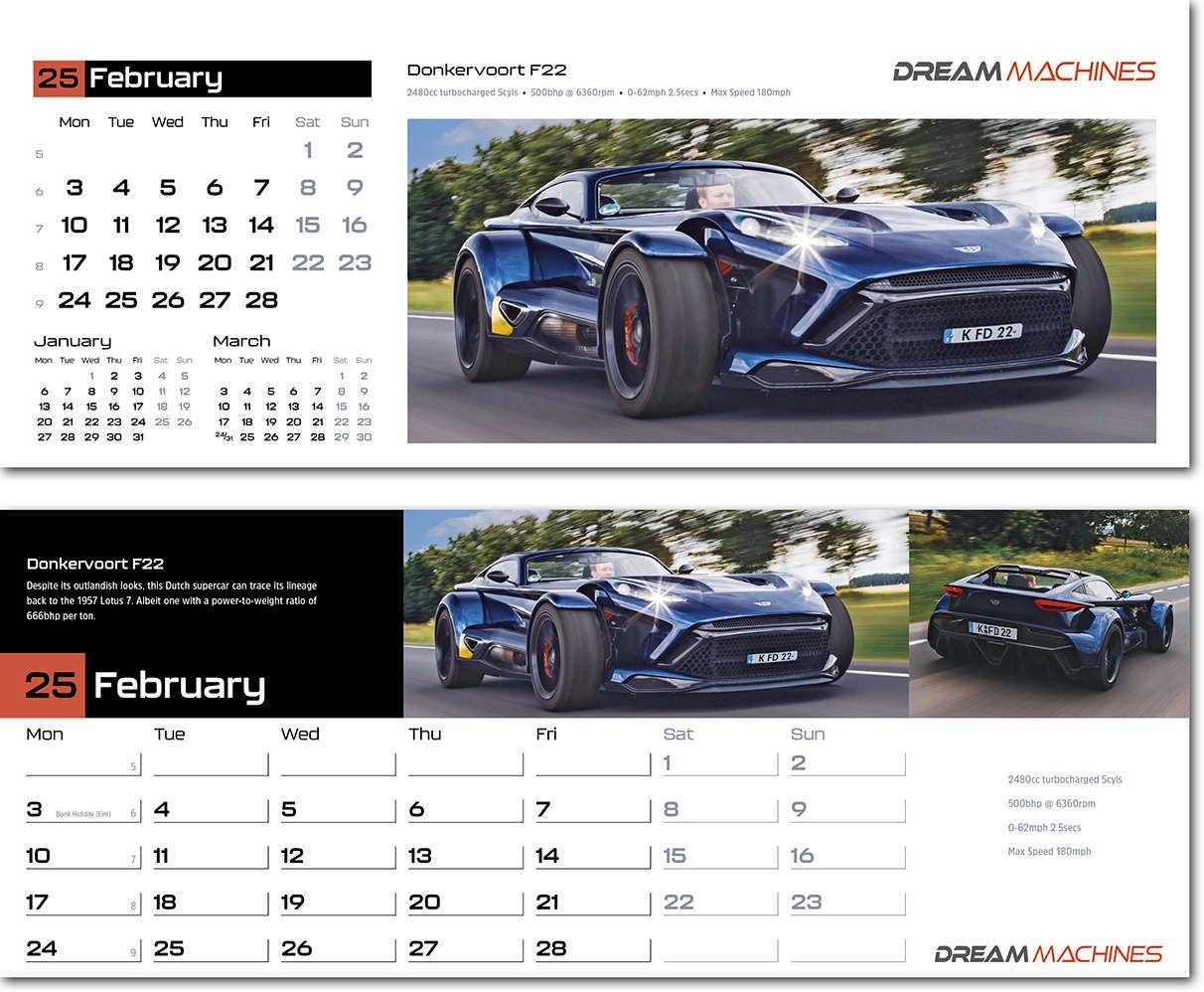 Dream Machines Premium Lined Easel Desk Calendar